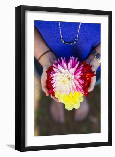 Young Woman Holding Flowers-Justin Bailie-Framed Photographic Print