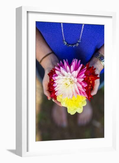 Young Woman Holding Flowers-Justin Bailie-Framed Photographic Print