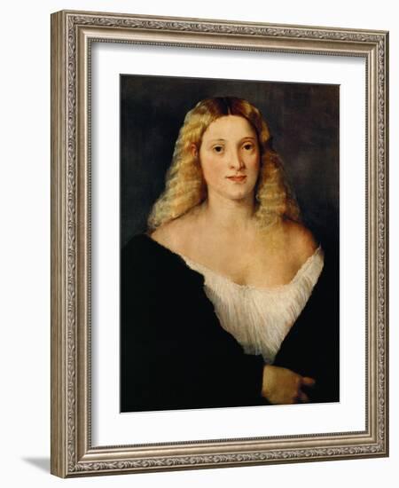 Young Woman in a Black Dress-Titian (Tiziano Vecelli)-Framed Giclee Print