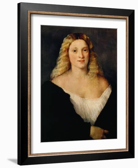 Young Woman in a Black Dress-Titian (Tiziano Vecelli)-Framed Giclee Print