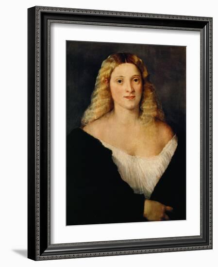 Young Woman in a Black Dress-Titian (Tiziano Vecelli)-Framed Giclee Print