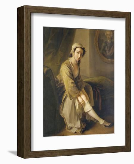 Young Woman in a Fawn Dress-Philippe Mercier-Framed Giclee Print