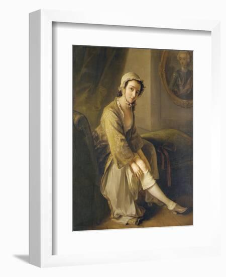 Young Woman in a Fawn Dress-Philippe Mercier-Framed Giclee Print