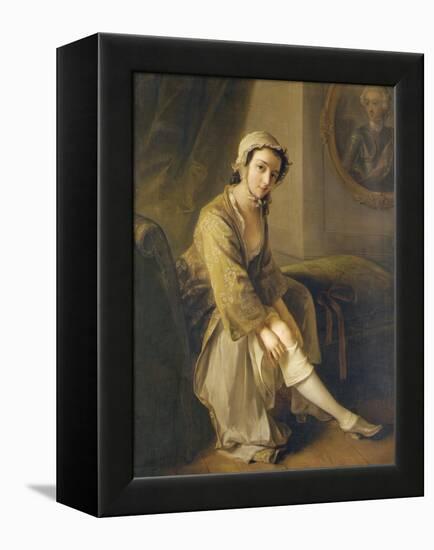 Young Woman in a Fawn Dress-Philippe Mercier-Framed Premier Image Canvas