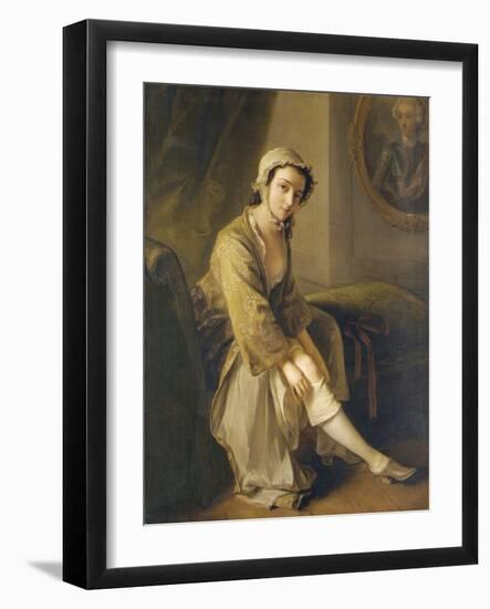 Young Woman in a Fawn Dress-Philippe Mercier-Framed Giclee Print