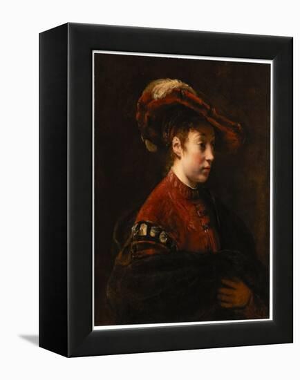 Young Woman in a Feathered Hat, C.1653-54 (Oil on Canvas)-Willem Drost-Framed Premier Image Canvas