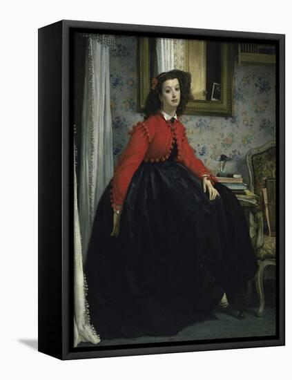 Young Woman in a Short Red Jacket-James Tissot-Framed Premier Image Canvas