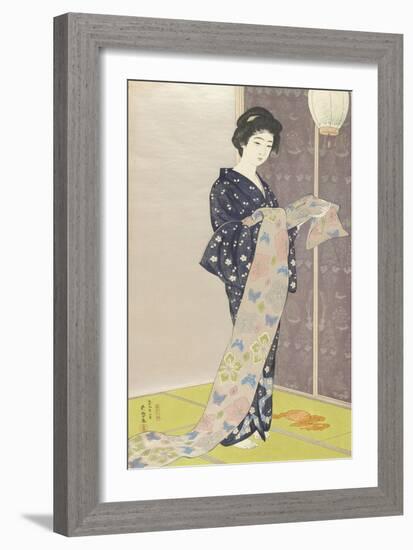 Young woman in a summer kimono,1920-Goyo Hashiguchi-Framed Giclee Print