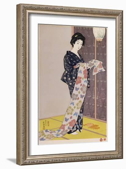 Young Woman in a Summer Kimono-Hashiguchi Goyo-Framed Giclee Print