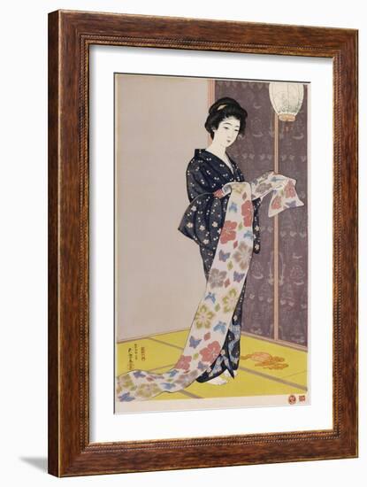 Young Woman in a Summer Kimono-Hashiguchi Goyo-Framed Giclee Print