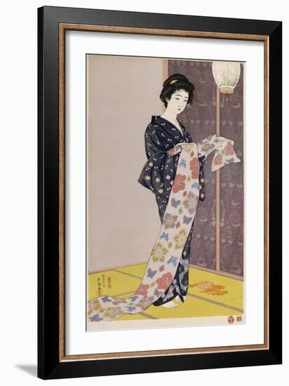 Young Woman in a Summer Kimono-Hashiguchi Goyo-Framed Giclee Print