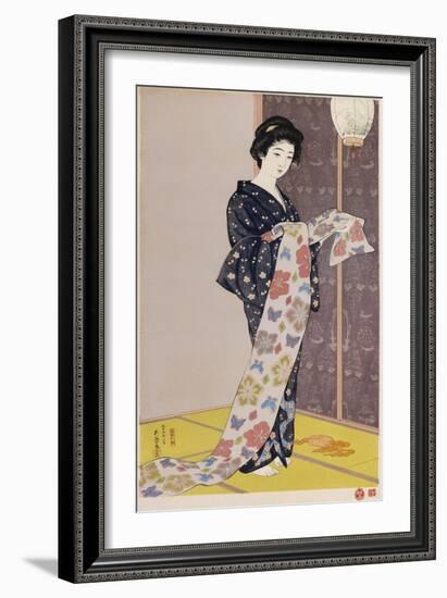 Young Woman in a Summer Kimono-Hashiguchi Goyo-Framed Giclee Print