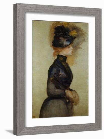 Young Woman in Blue Going to the Conservatory-Pierre-Auguste Renoir-Framed Giclee Print