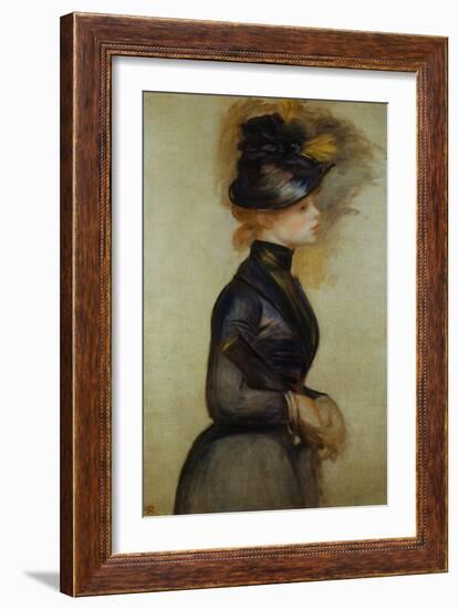 Young Woman in Blue Going to the Conservatory-Pierre-Auguste Renoir-Framed Giclee Print