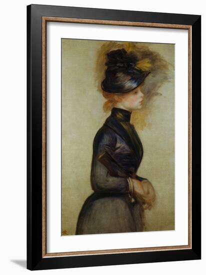 Young Woman in Blue Going to the Conservatory-Pierre-Auguste Renoir-Framed Giclee Print