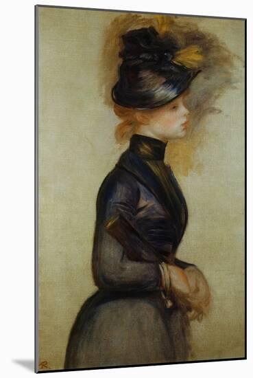 Young Woman in Blue Going to the Conservatory-Pierre-Auguste Renoir-Mounted Giclee Print