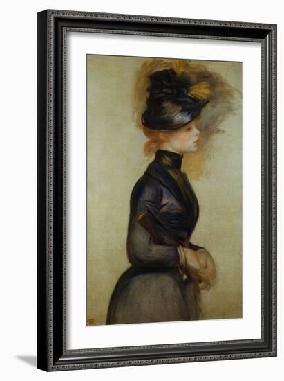 Young Woman in Blue Going to the Conservatory-Pierre-Auguste Renoir-Framed Giclee Print