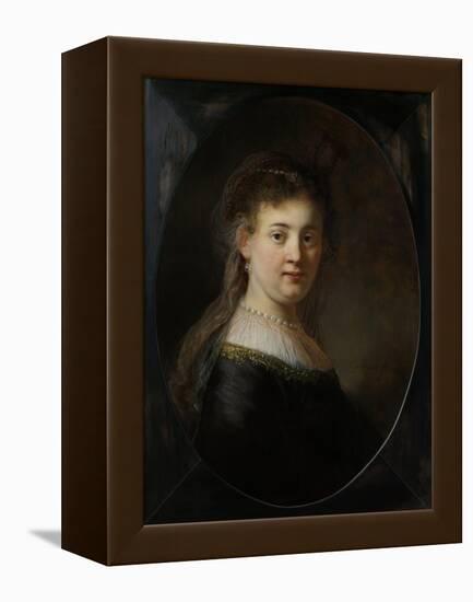 Young Woman in Fantasy Costume, 1633-Rembrandt van Rijn-Framed Premier Image Canvas