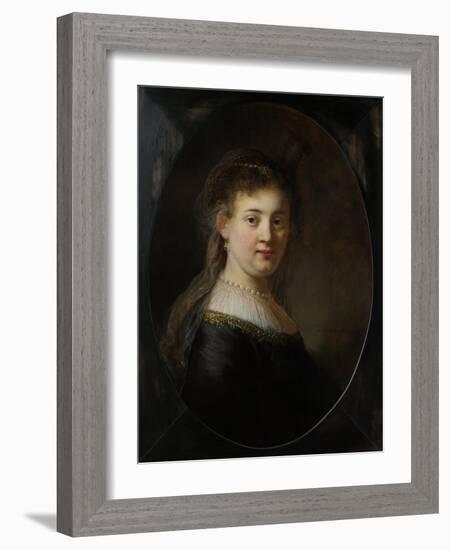 Young Woman in Fantasy Costume, 1633-Rembrandt van Rijn-Framed Giclee Print