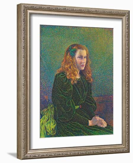 Young Woman in Green Dress, 1893-Theo van Rysselberghe-Framed Giclee Print