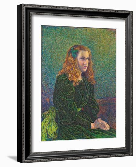 Young Woman in Green Dress, 1893-Theo van Rysselberghe-Framed Giclee Print