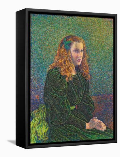 Young Woman in Green Dress, 1893-Theo van Rysselberghe-Framed Premier Image Canvas