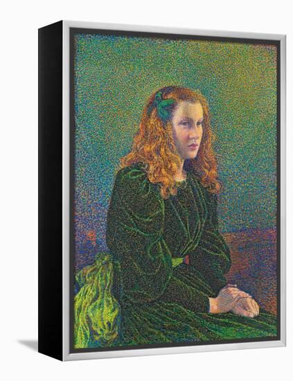 Young Woman in Green Dress, 1893-Theo van Rysselberghe-Framed Premier Image Canvas