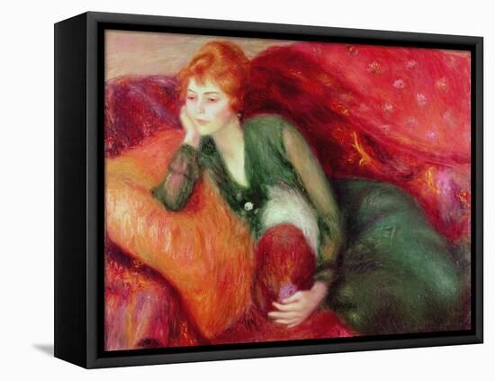 Young Woman in Green-William James Glackens-Framed Premier Image Canvas