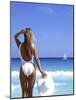 Young Woman in Swimsuit with White Hat-Bill Bachmann-Mounted Photographic Print