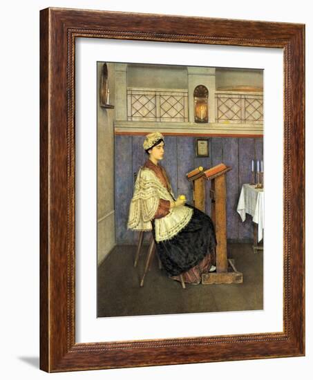 Young Woman in Synagogue-Isidor Kaufmann-Framed Art Print