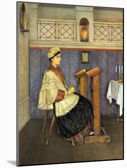 Young Woman in Synagogue-Isidor Kaufmann-Mounted Art Print