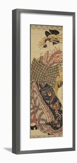 Young Woman in Traditional Highly Decorative Japanese Costume-Katsukawa Shunsen-Framed Giclee Print