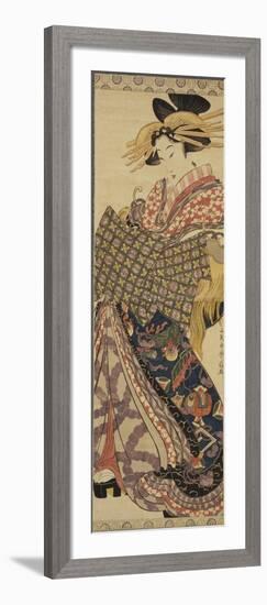 Young Woman in Traditional Highly Decorative Japanese Costume-Katsukawa Shunsen-Framed Giclee Print