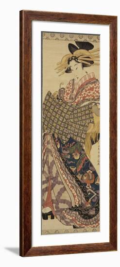 Young Woman in Traditional Highly Decorative Japanese Costume-Katsukawa Shunsen-Framed Giclee Print