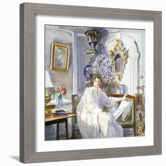 Young Woman in White, C1864-1930-Anna Lea Merritt-Framed Giclee Print