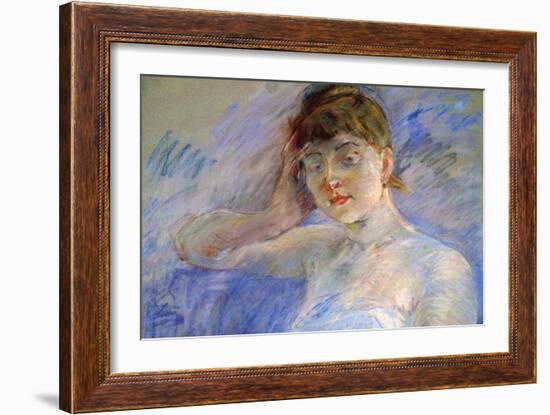 Young Woman in White-Berthe Morisot-Framed Art Print