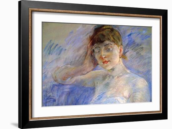 Young Woman in White-Berthe Morisot-Framed Art Print