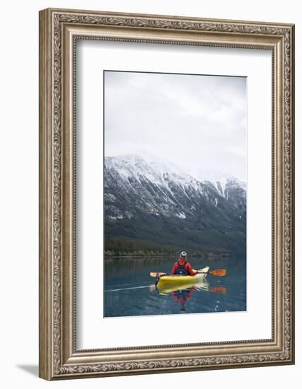 Young Woman Kayaking on Chilko Lake in British Columbia, Canada-Justin Bailie-Framed Photographic Print