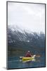 Young Woman Kayaking on Chilko Lake in British Columbia, Canada-Justin Bailie-Mounted Photographic Print