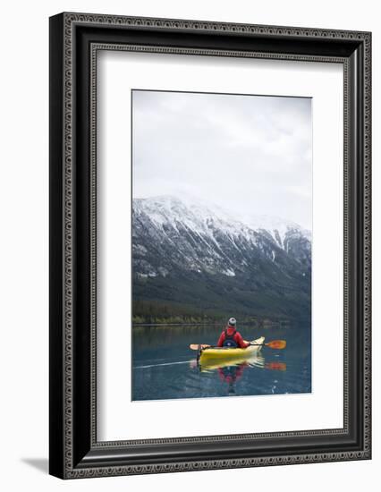 Young Woman Kayaking on Chilko Lake in British Columbia, Canada-Justin Bailie-Framed Photographic Print