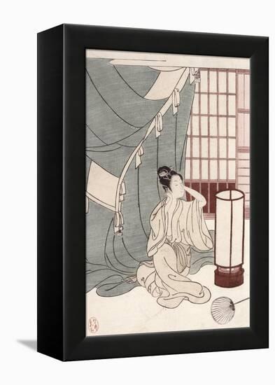 Young Woman Kneeling by Her Mosquito Net, 1766-Suzuki Harunobu-Framed Premier Image Canvas