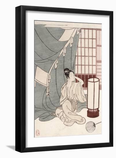 Young Woman Kneeling by Her Mosquito Net, 1766-Suzuki Harunobu-Framed Giclee Print