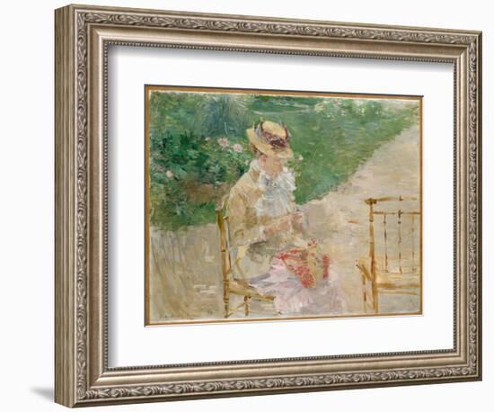 Young Woman Knitting, C.1883 (Oil on Canvas)-Berthe Morisot-Framed Giclee Print