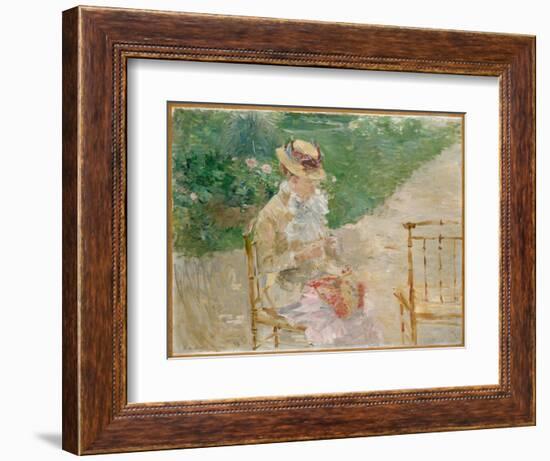 Young Woman Knitting, C.1883 (Oil on Canvas)-Berthe Morisot-Framed Giclee Print