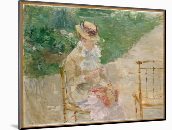 Young Woman Knitting, C.1883 (Oil on Canvas)-Berthe Morisot-Mounted Giclee Print