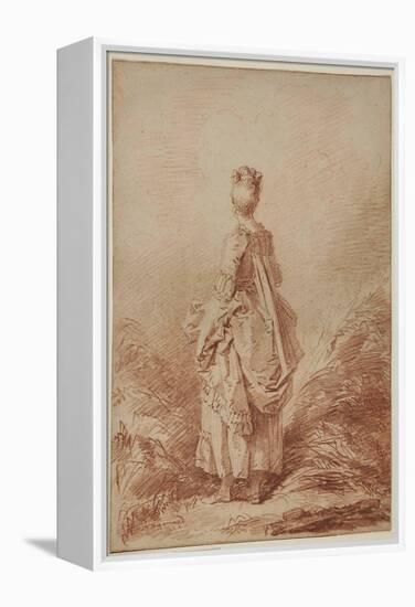 Young Woman Looking Back-Jean-Honoré Fragonard-Framed Premier Image Canvas