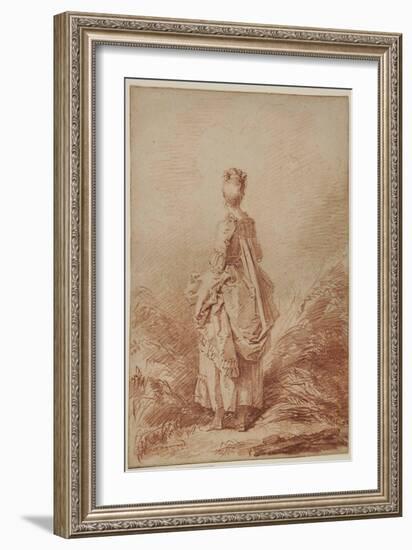 Young Woman Looking Back-Jean-Honoré Fragonard-Framed Giclee Print