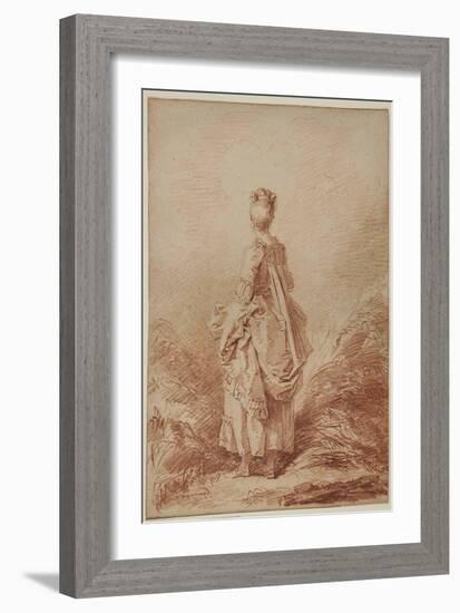 Young Woman Looking Back-Jean-Honoré Fragonard-Framed Giclee Print