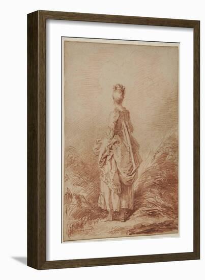 Young Woman Looking Back-Jean-Honoré Fragonard-Framed Giclee Print