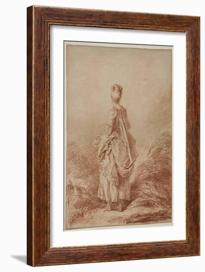 Young Woman Looking Back-Jean-Honoré Fragonard-Framed Giclee Print